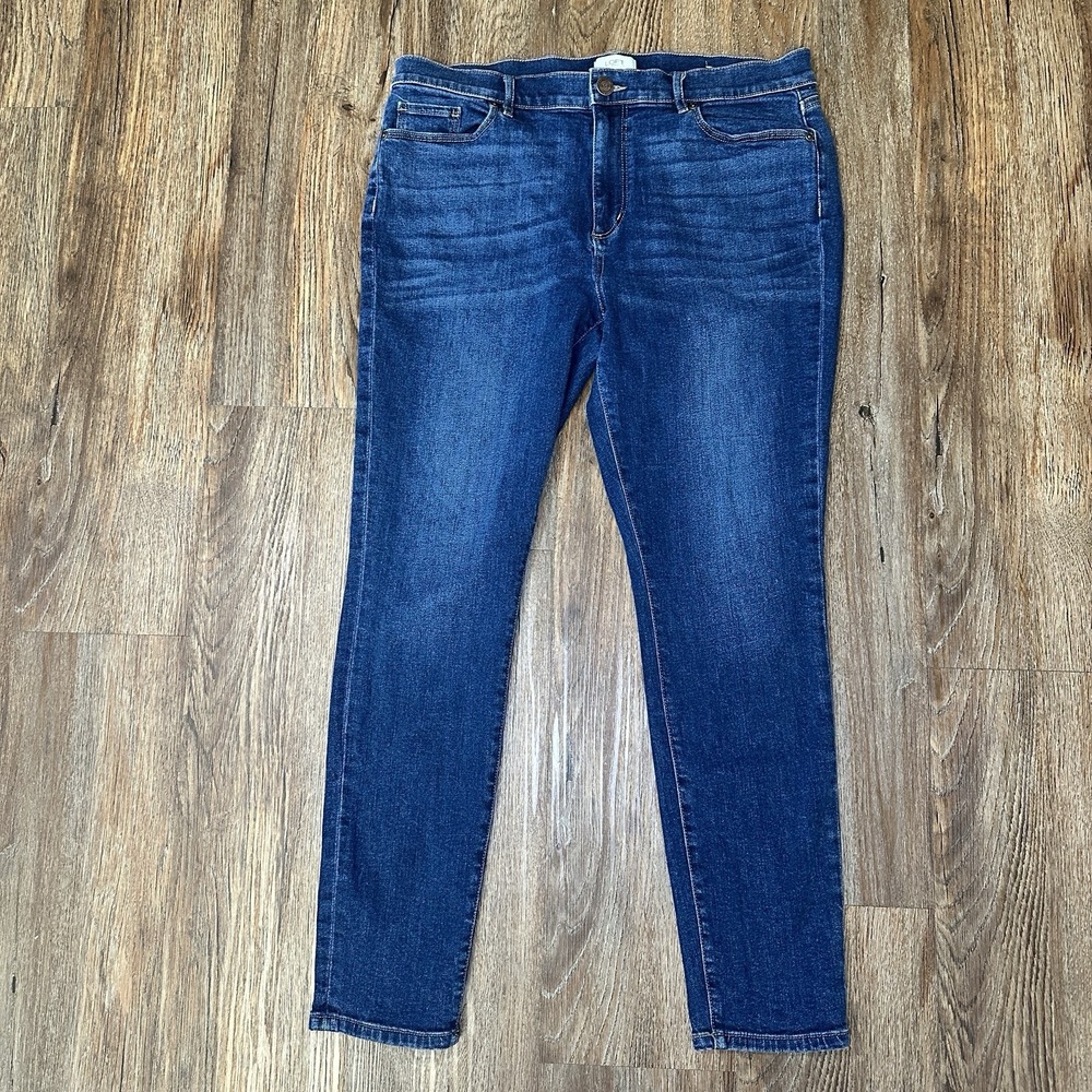 LOFT Denim Women's Skinny Jeans Sz 14 Dark Wash Stretch Mid High Rise Pockets